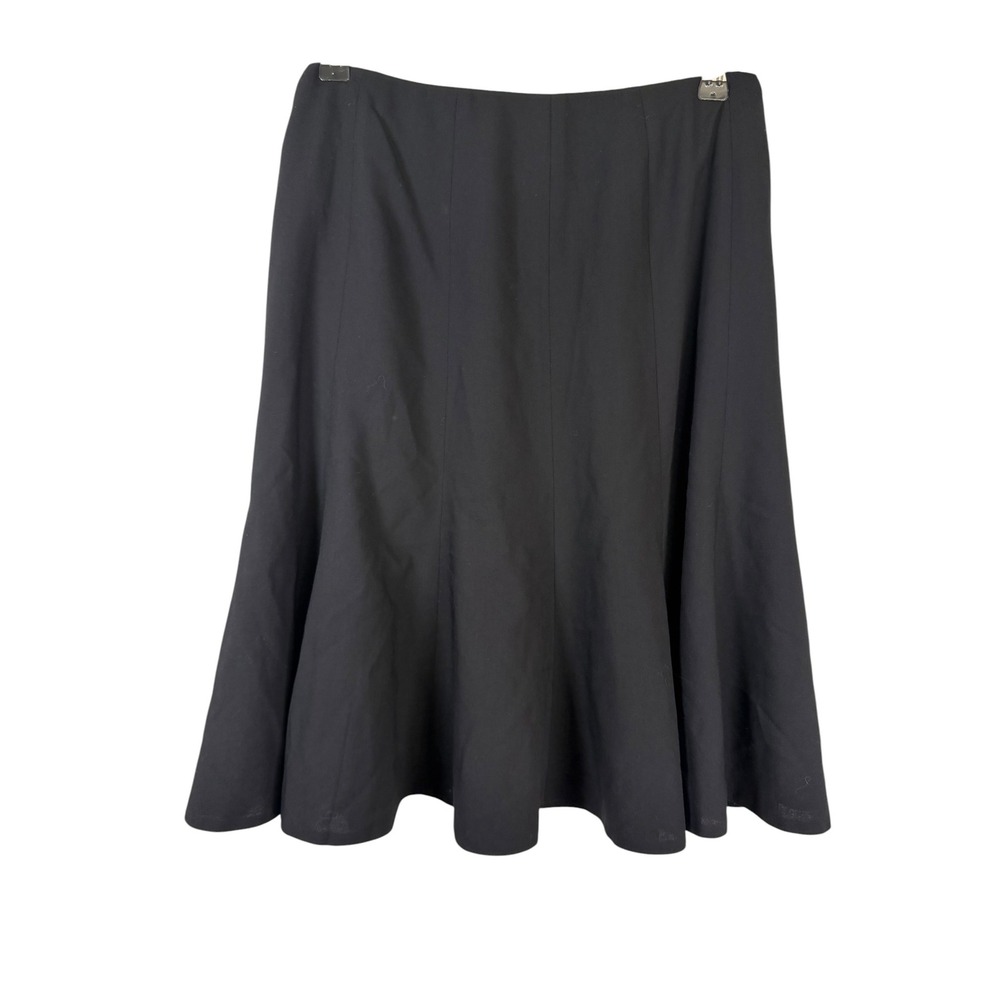 Akris Punto Black Flared Midi Skirt Paneled A-Line Career Lined Size 6